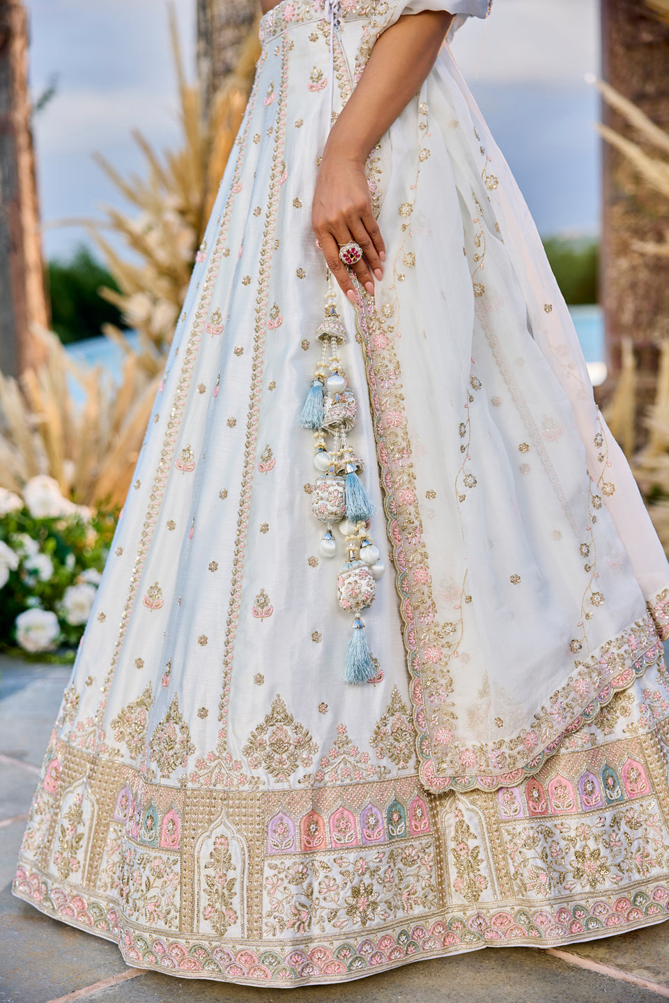Noor-e-Safed White Organza Lehenga Set