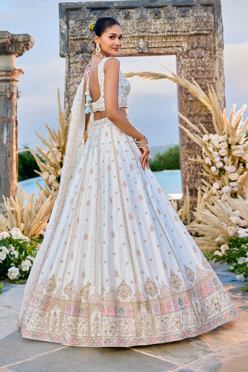 Noor-e-Safed White Organza Lehenga Set