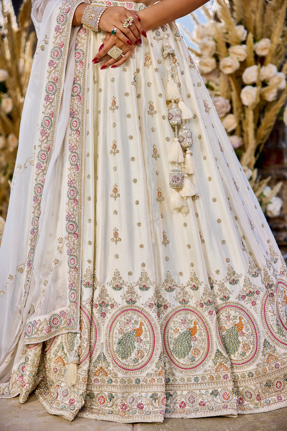 Sunehri Saadgi Off-White Crepe Lehenga Set