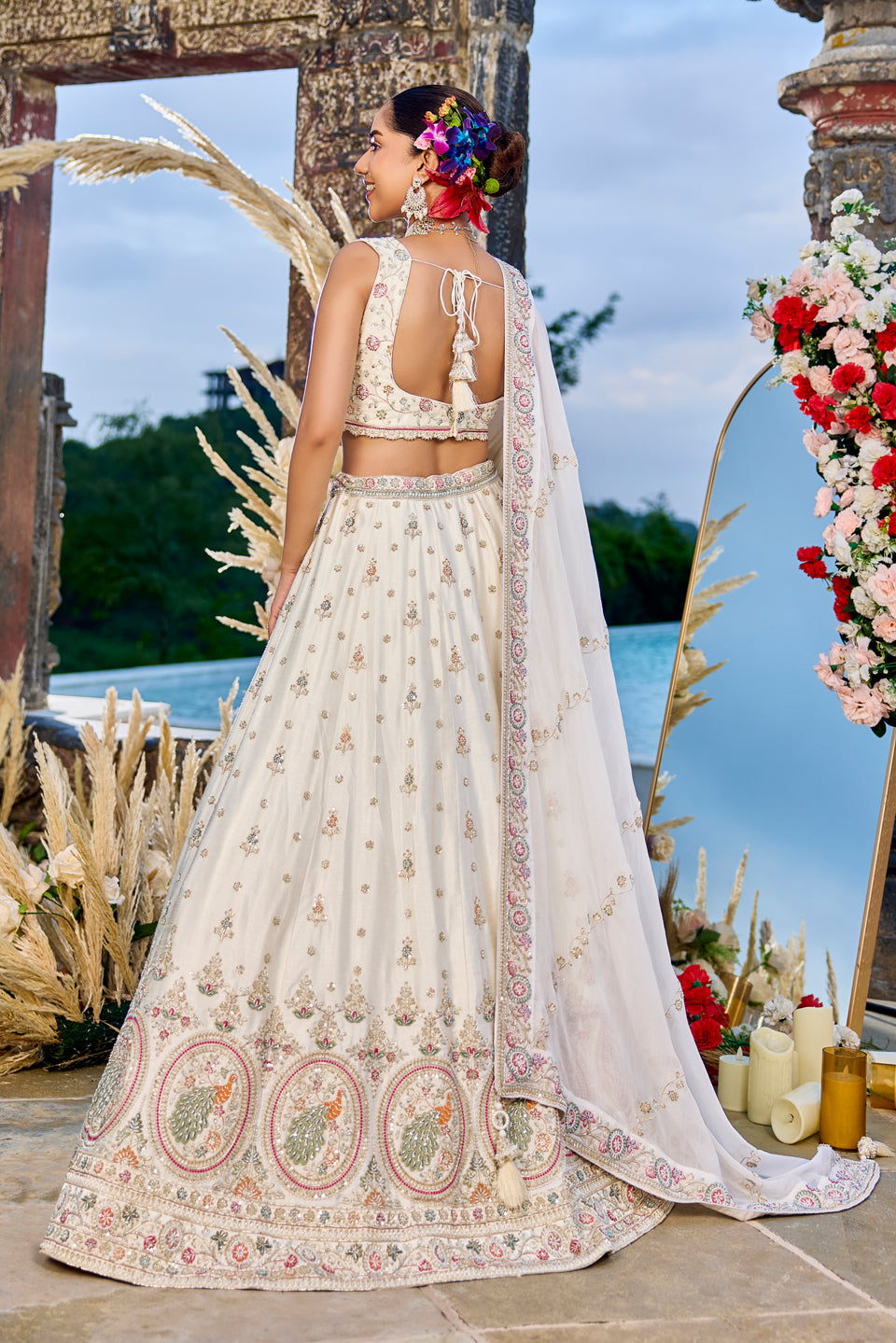 Sunehri Saadgi Off-White Crepe Lehenga Set