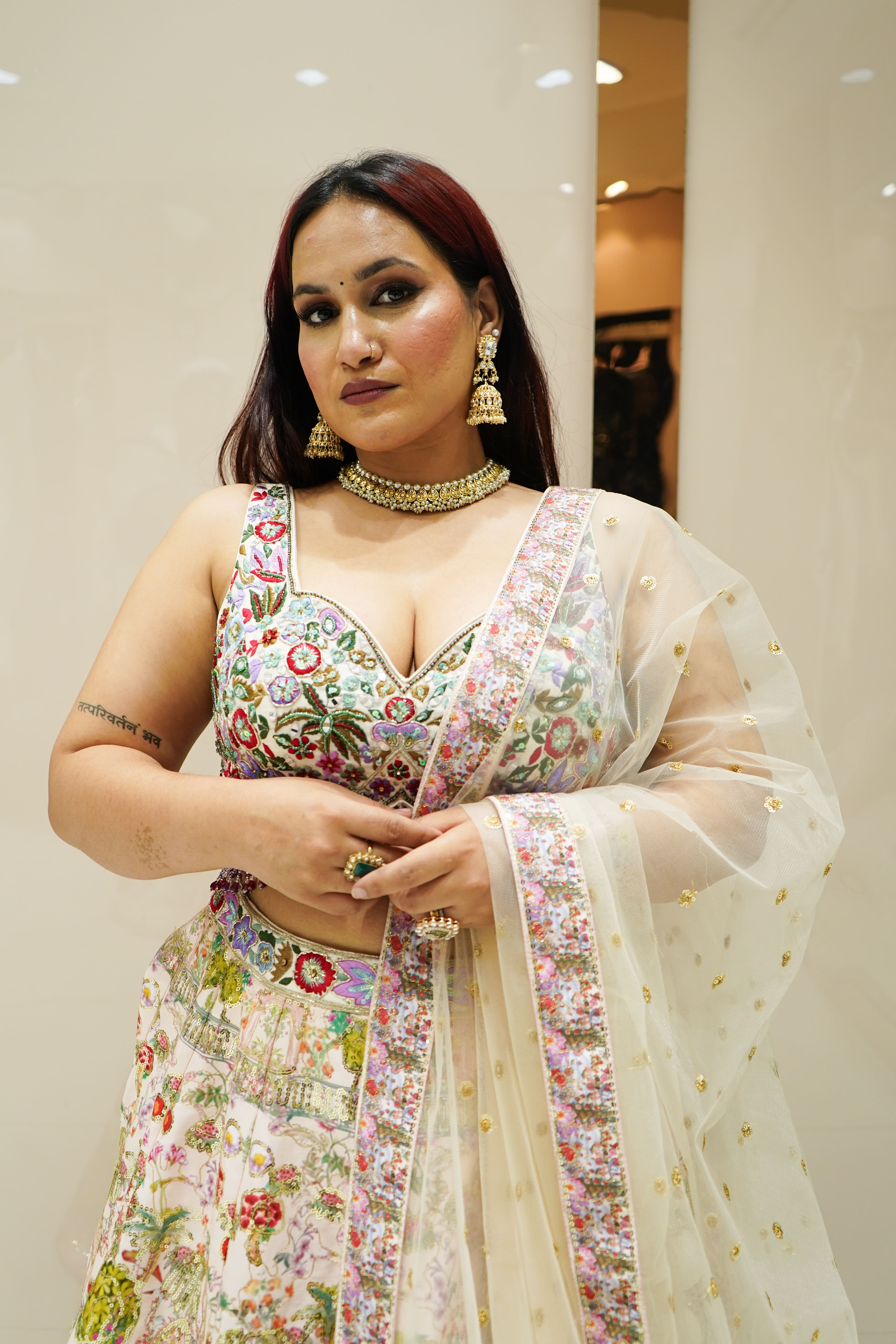 Designer Blouse Silk Lehenga