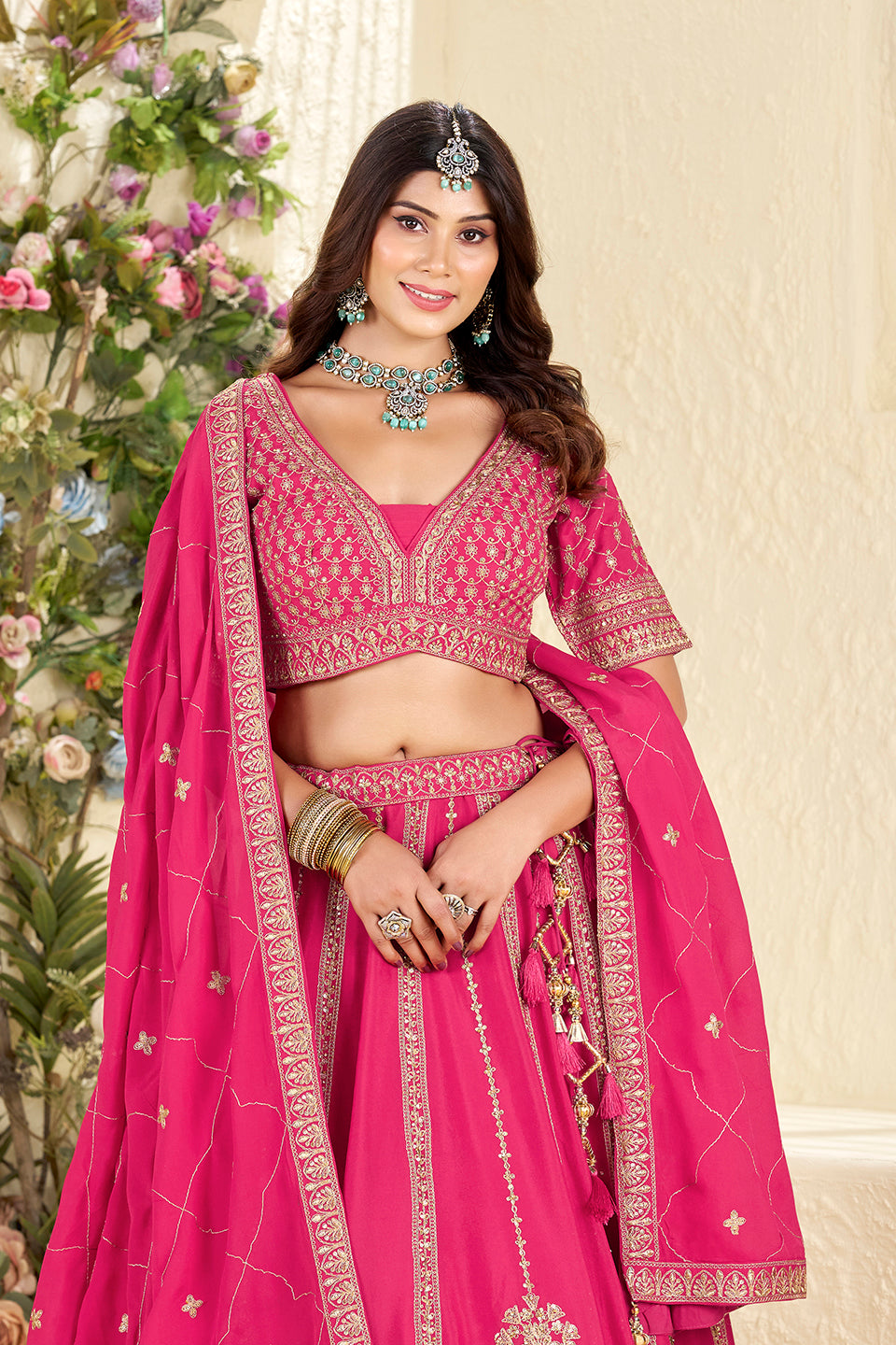 Gulabi Adaa Dark Pink Shimmer Lehenga Set