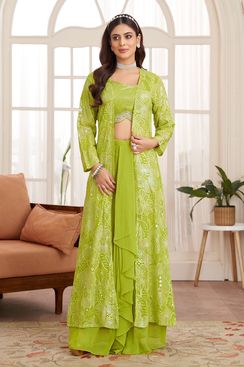 Noor-e-Riwaayat Lyril Georgette Indowestern Set