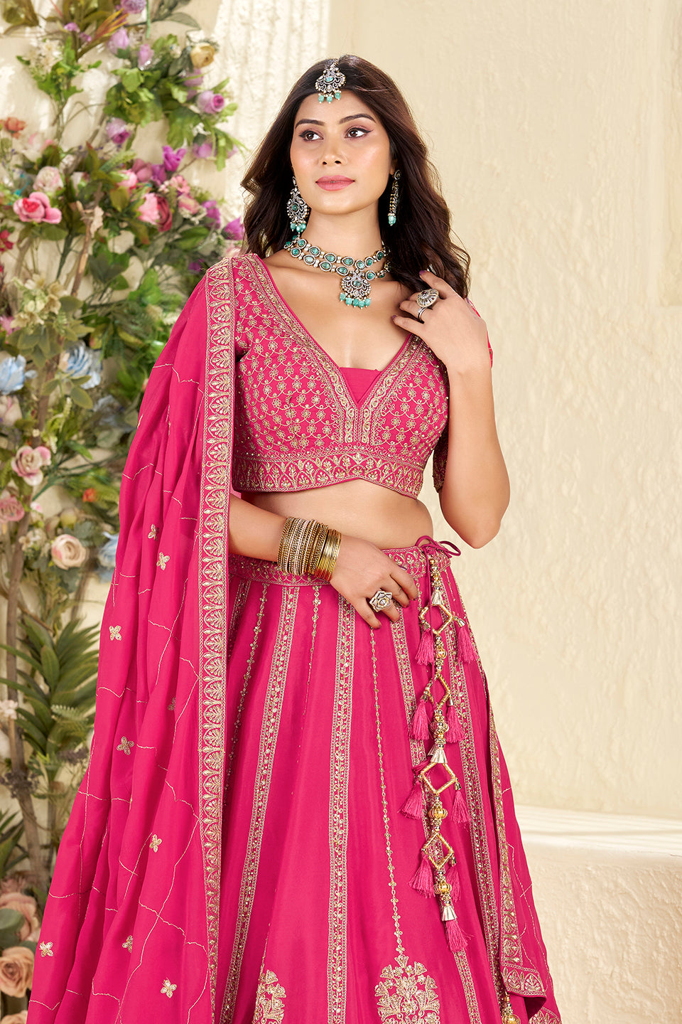 Gulabi Adaa Dark Pink Shimmer Lehenga Set
