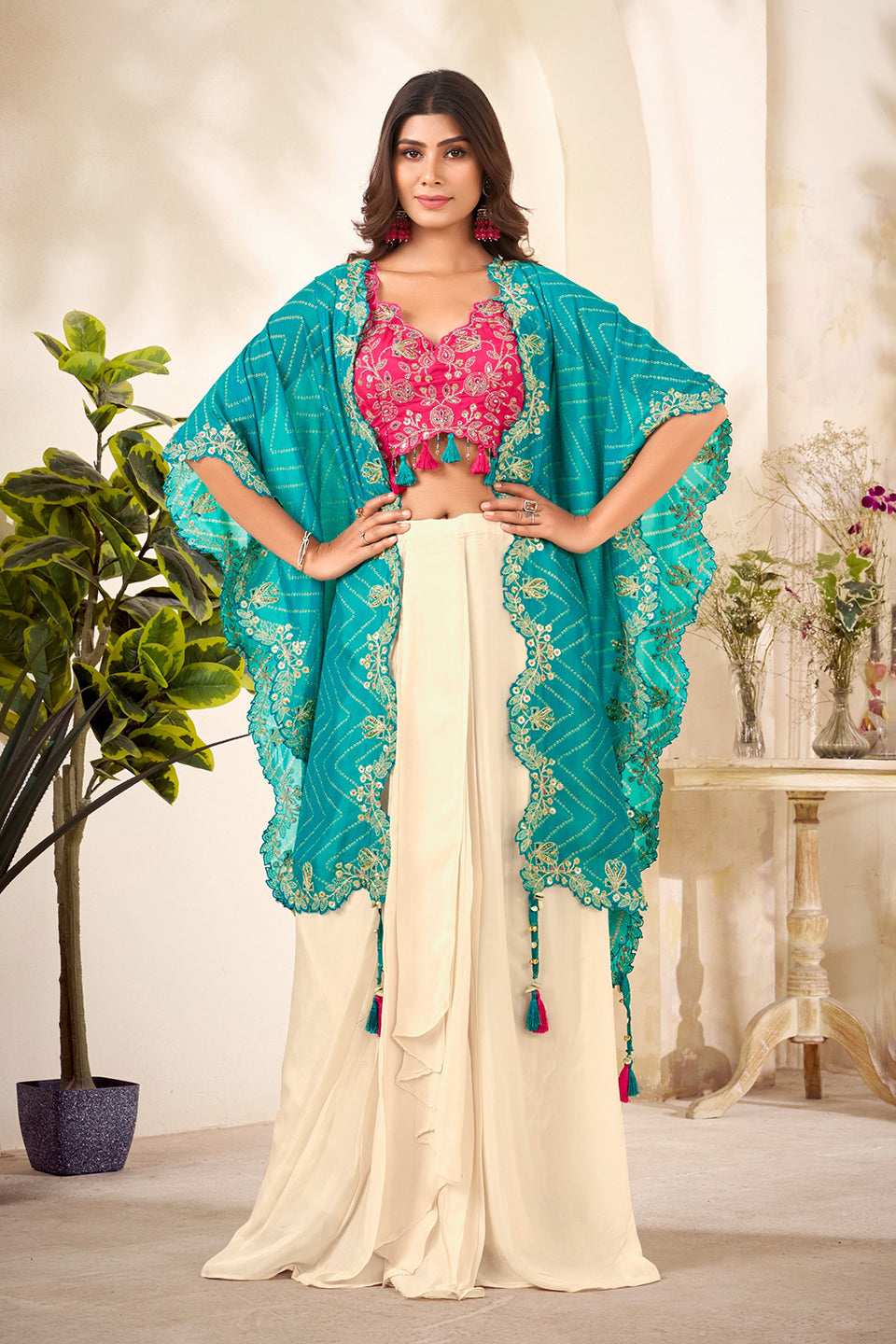 Rang-e-Meher Multicolour Georgette Indowestern Set