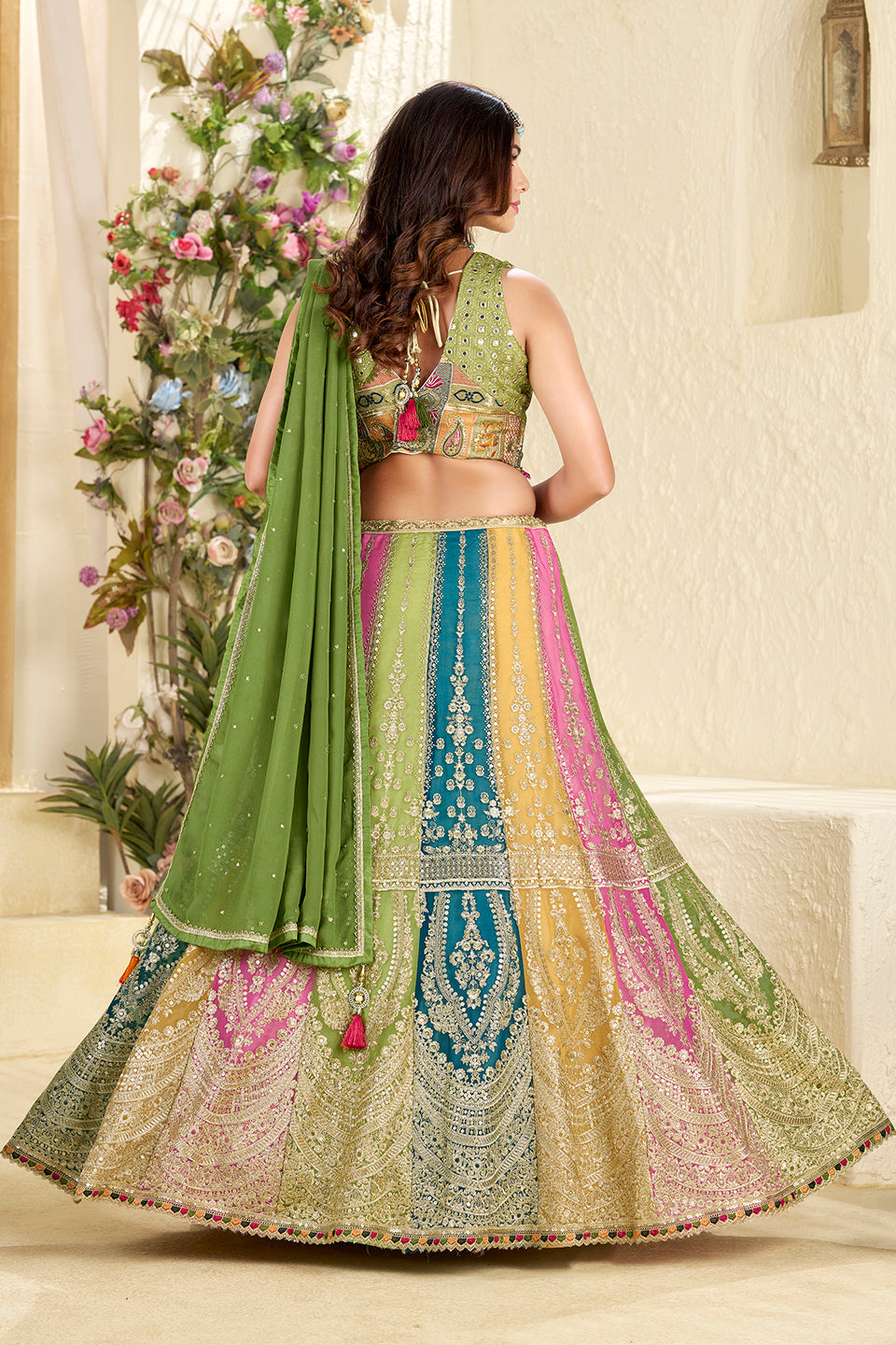 Rang-e-Bahar Multicolour Shimmer Lehenga Set