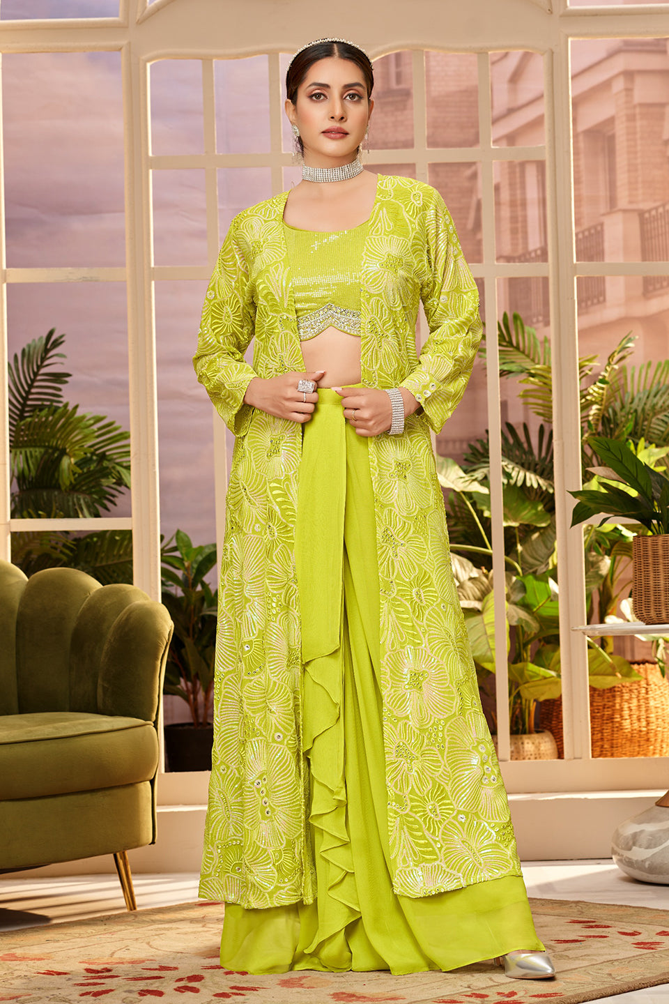 Noor-e-Riwaayat Lyril Georgette Indowestern Set