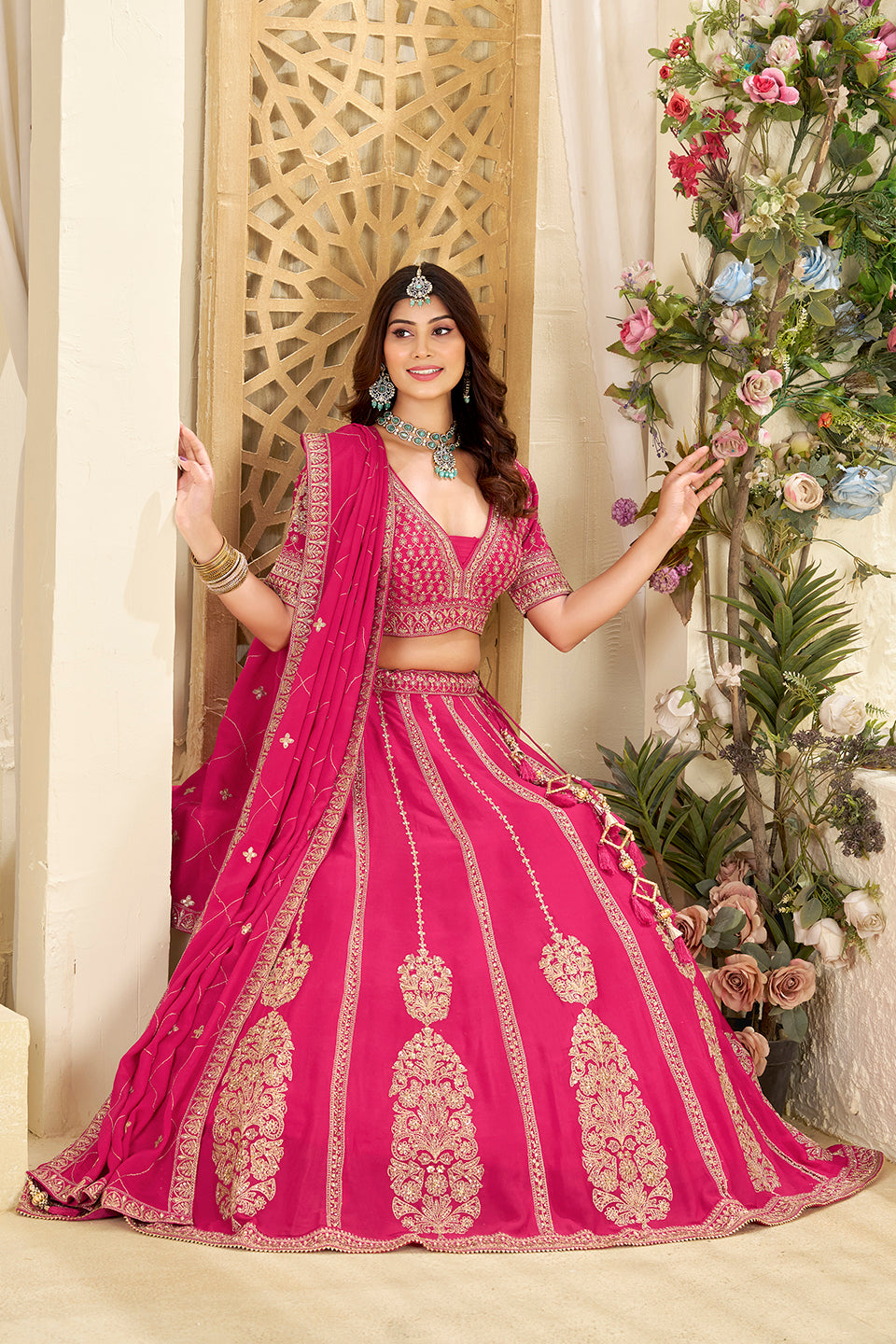 Gulabi Adaa Dark Pink Shimmer Lehenga Set