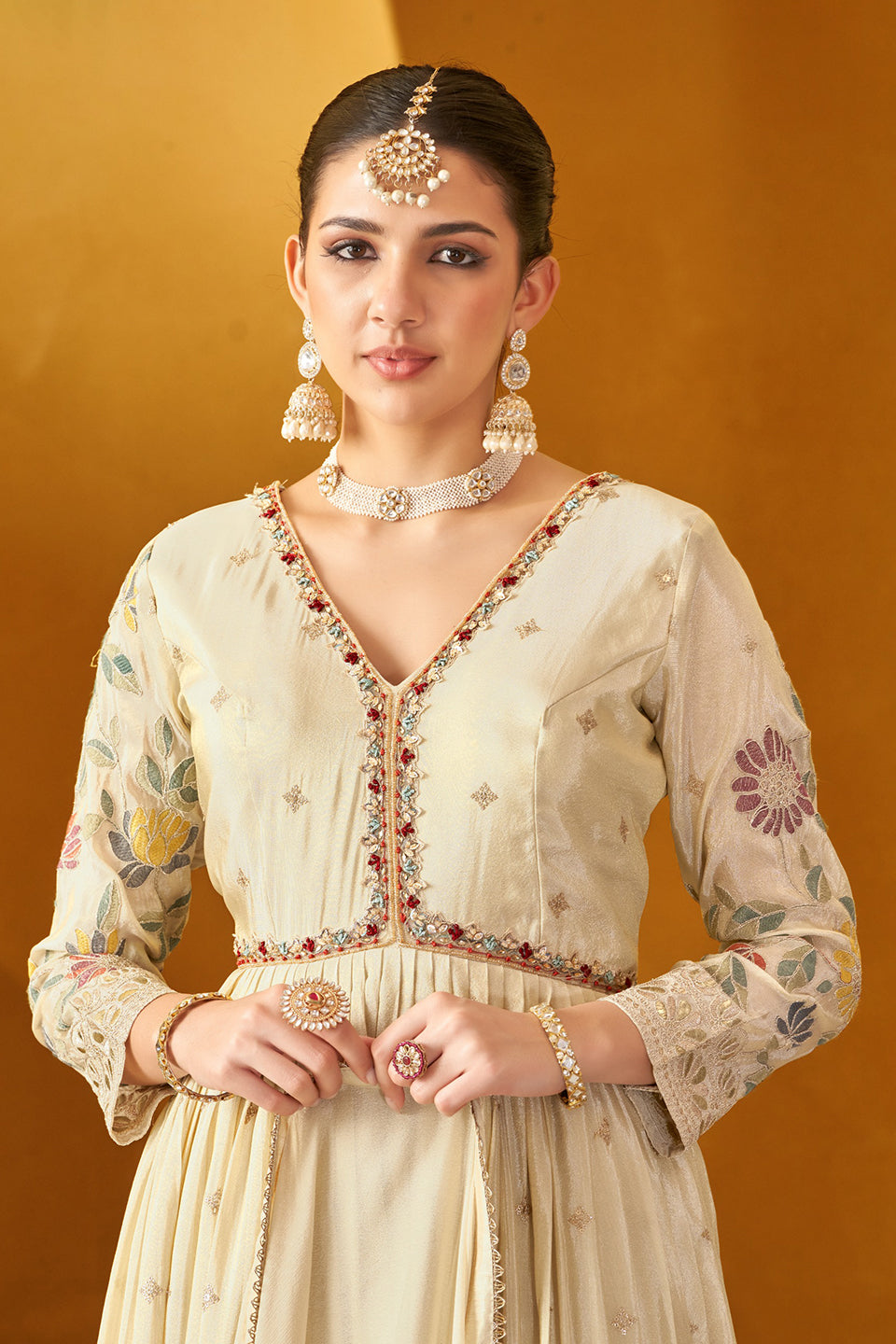 Noor-e-Safed Off-White Shimmer Gown Set