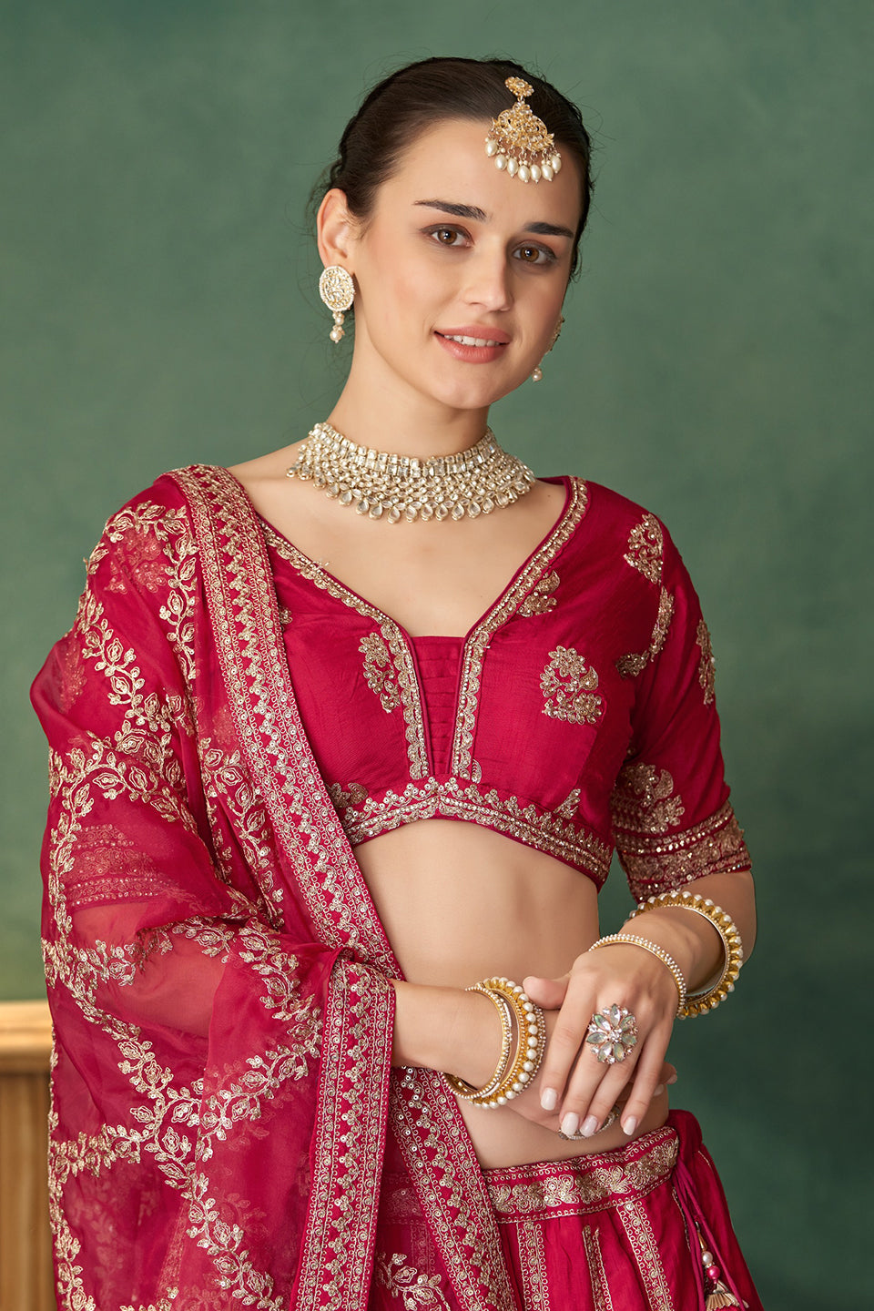 Gulabi Zareen Dark Pink Shimmer Lehenga Set
