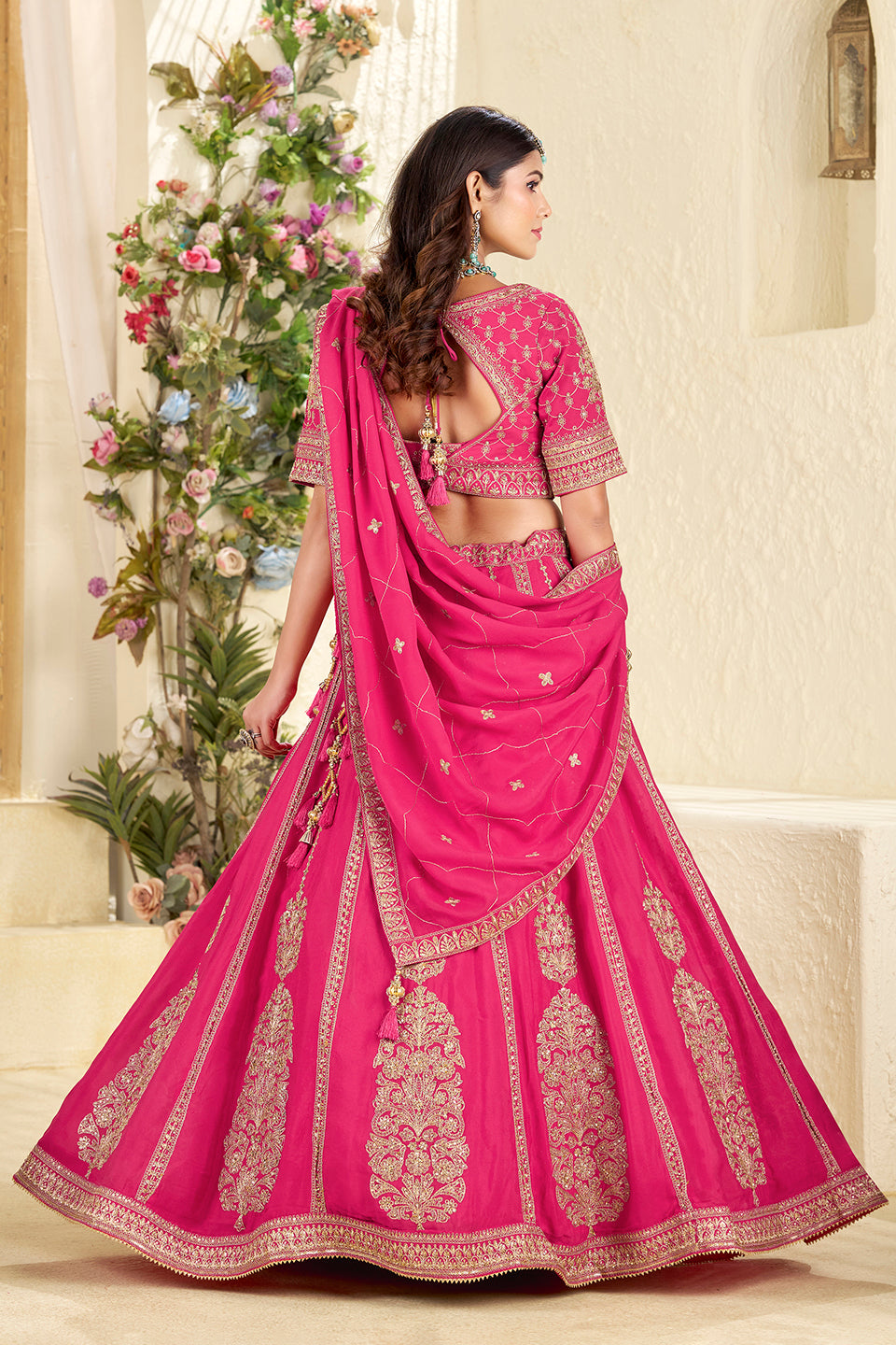 Gulabi Adaa Dark Pink Shimmer Lehenga Set