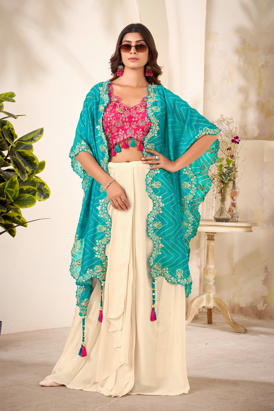 Rang-e-Meher Multicolour Georgette Indowestern Set