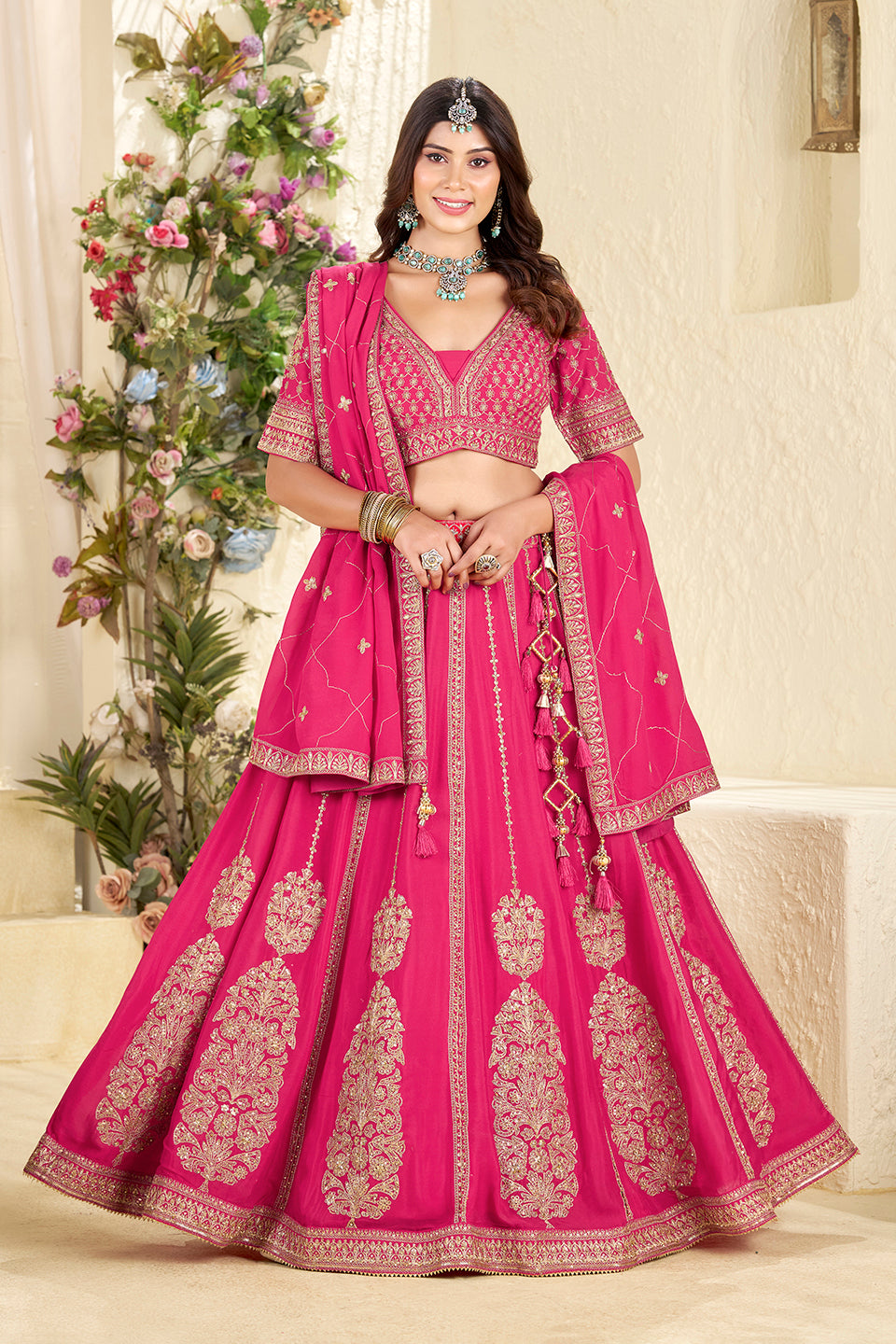 Gulabi Adaa Dark Pink Shimmer Lehenga Set