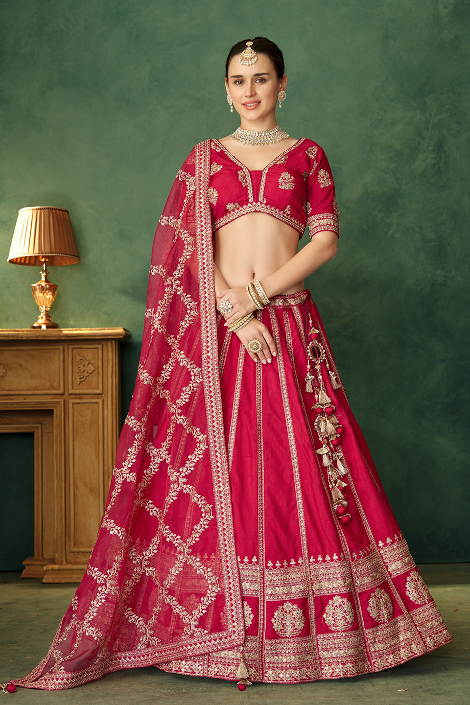 Gulabi Zareen Dark Pink Shimmer Lehenga Set