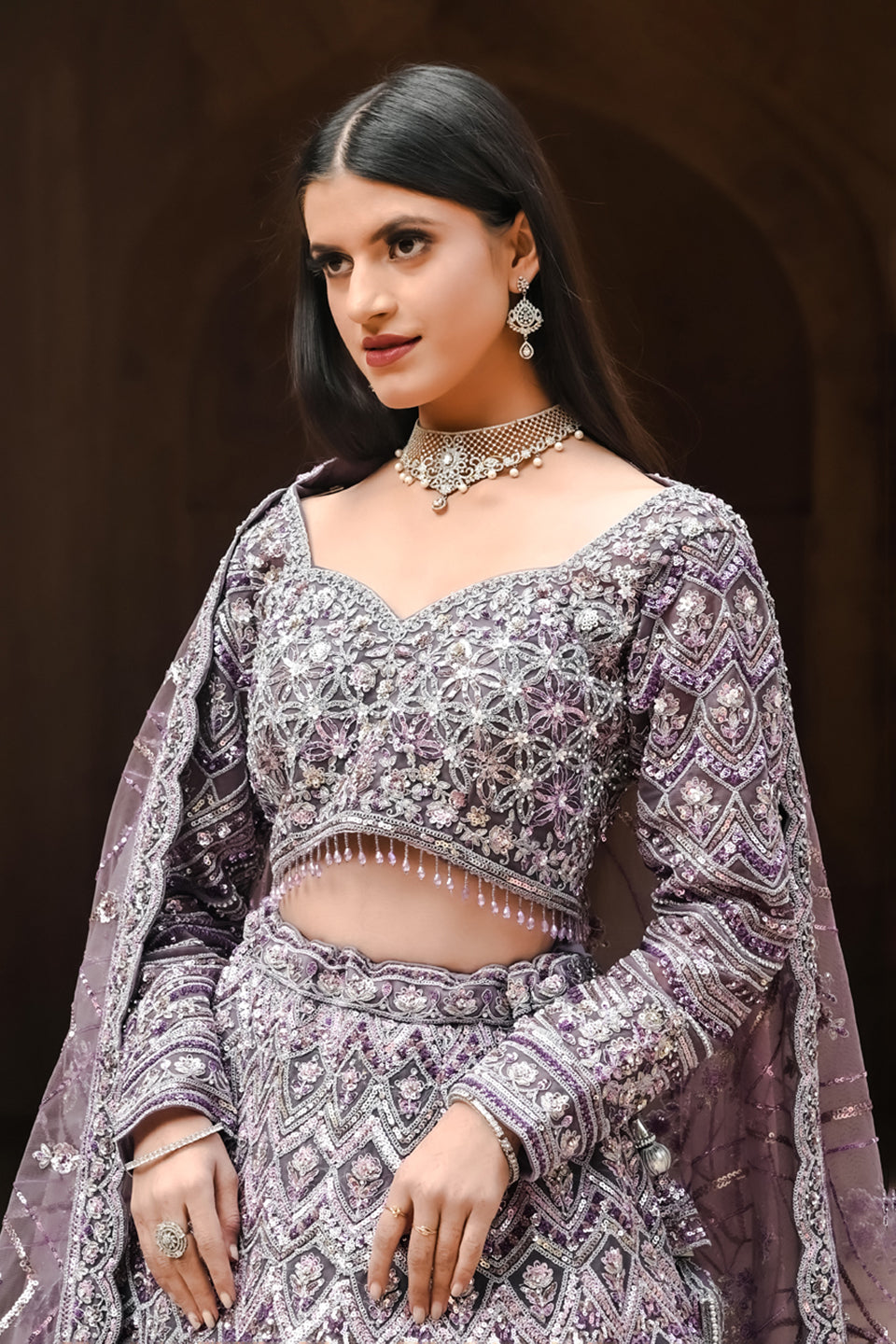 Full Sleeve Sequin Jarkan Lehenga