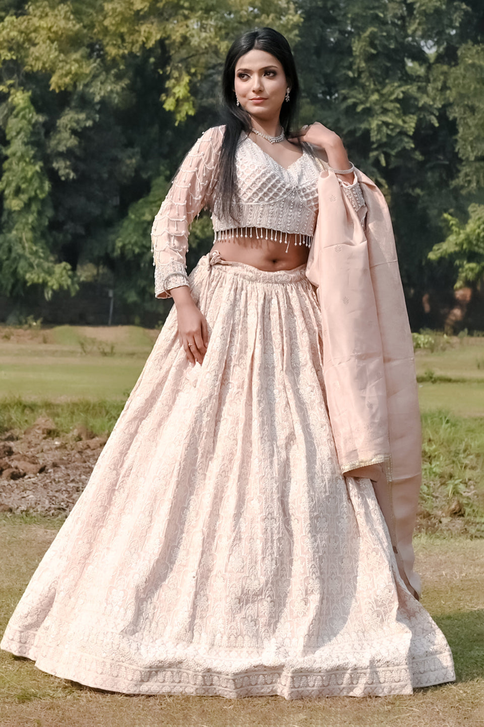 Lucknowi Banarasi Handwork Lehenga